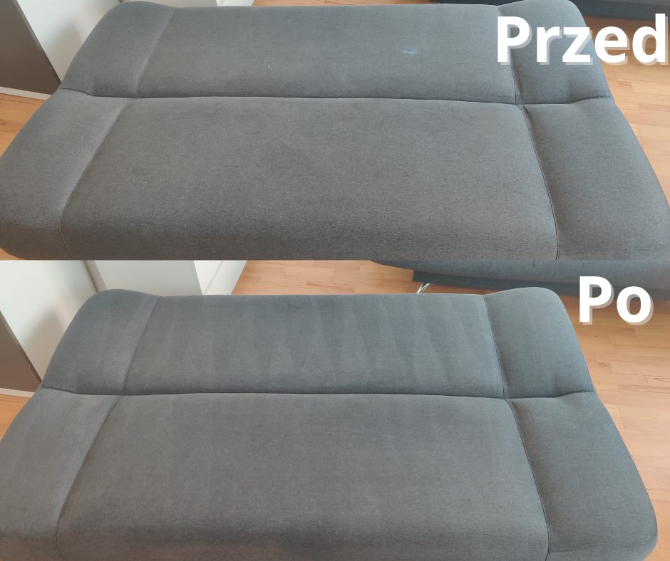 Odświeżenie kanapy rozkładanej po codziennym użytkowaniu - przed i po